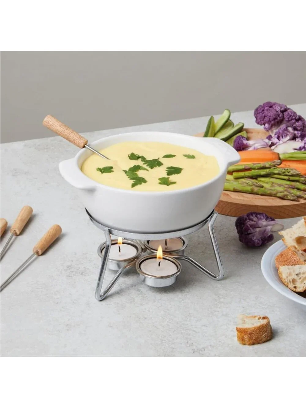 Ceramic Cheese Fondue Set for 4 - Perfect for Parties & Entertaining